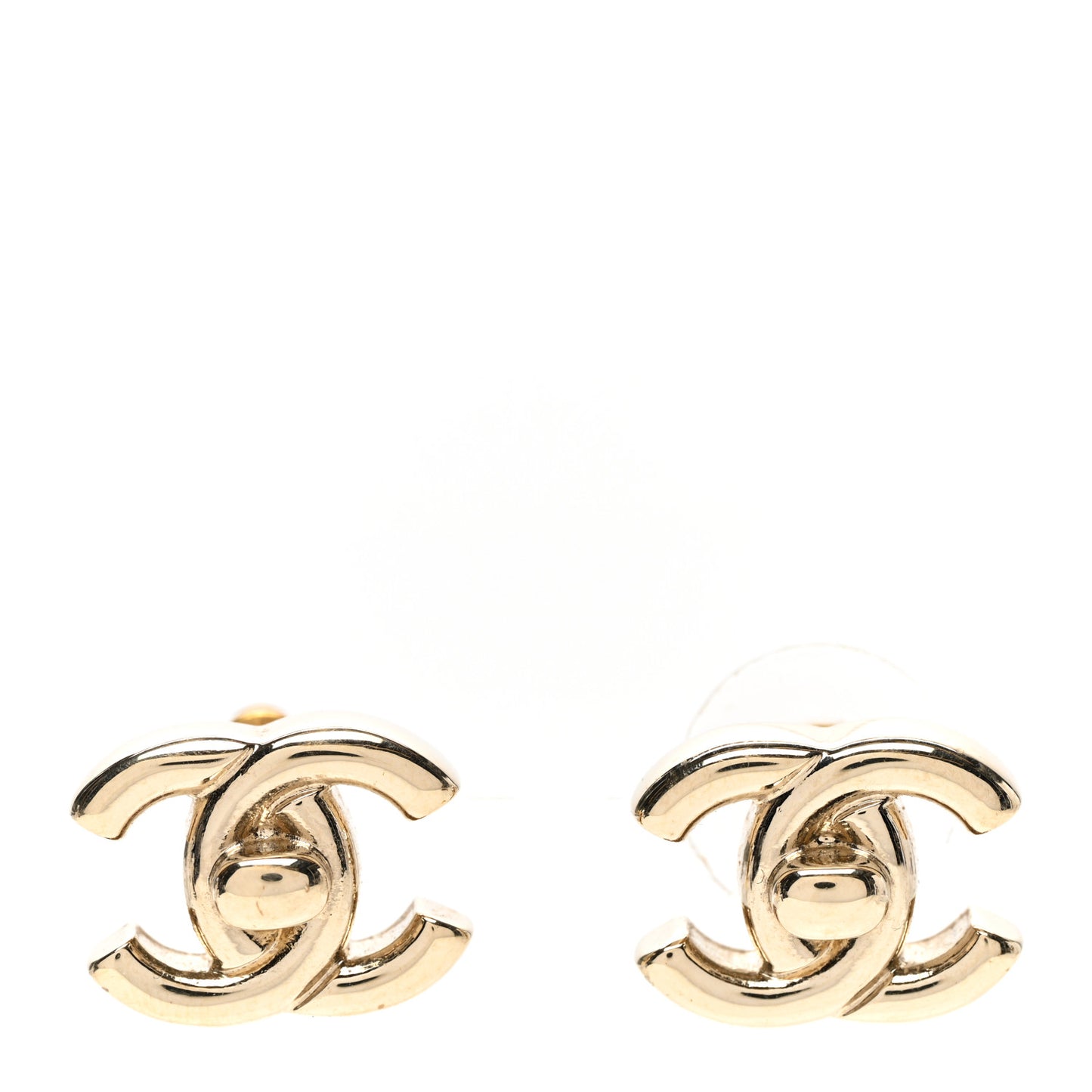 Metal Logo CC Turnlock Earrings Gold