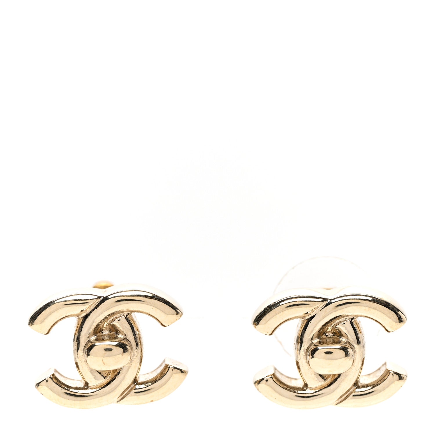 Chanel Metal Logo CC Turnlock Earrings Gold 1 of 5