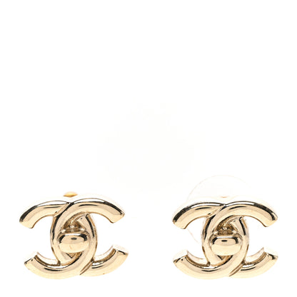 Chanel Metal Logo CC Turnlock Earrings Gold 1 of 5