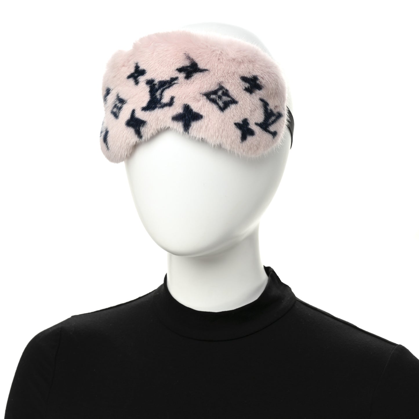 Monogram Mink Fur Sleep Mask Light Pink