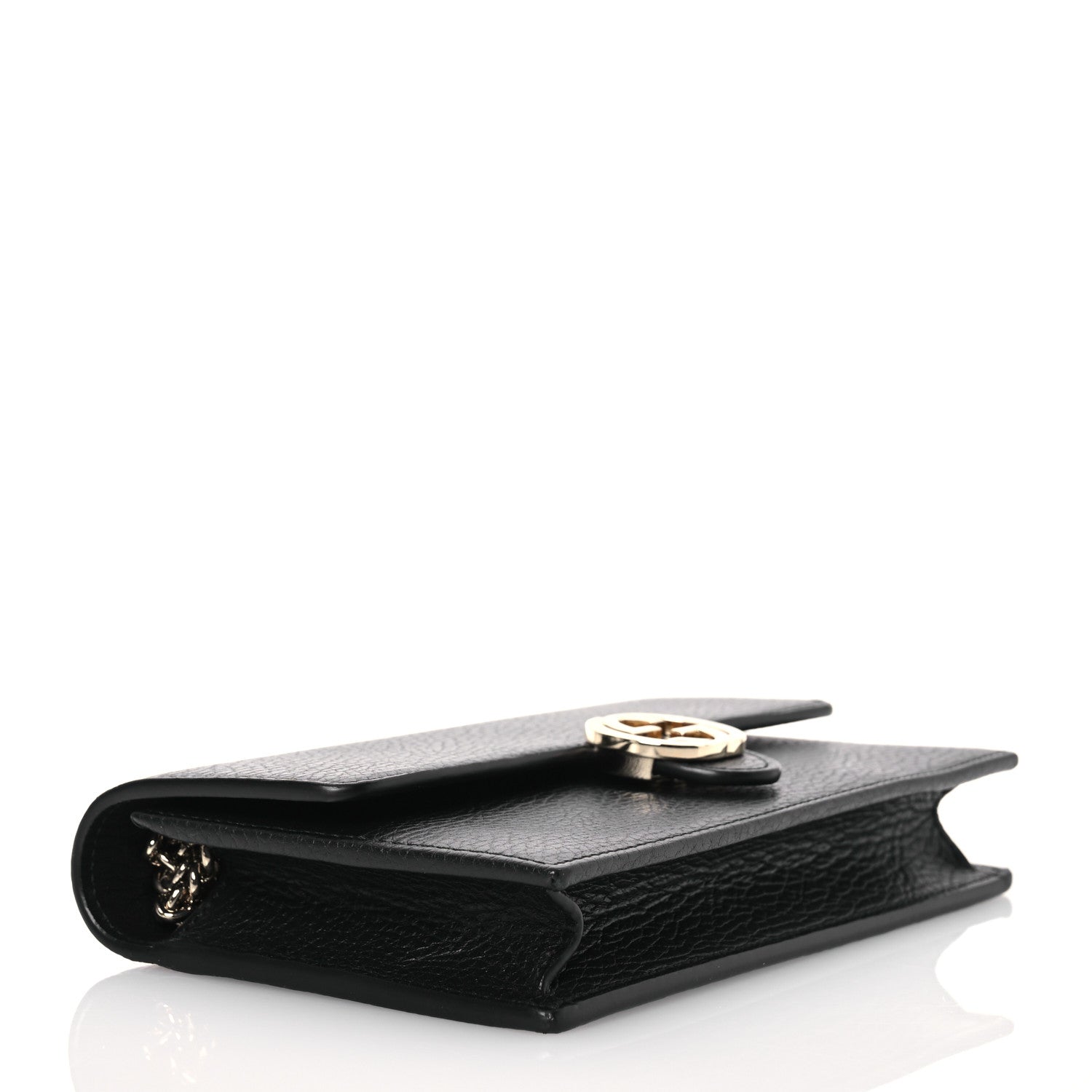 Gucci Dollar Calfskin Interlocking G Chain Wallet Black 4 of 13