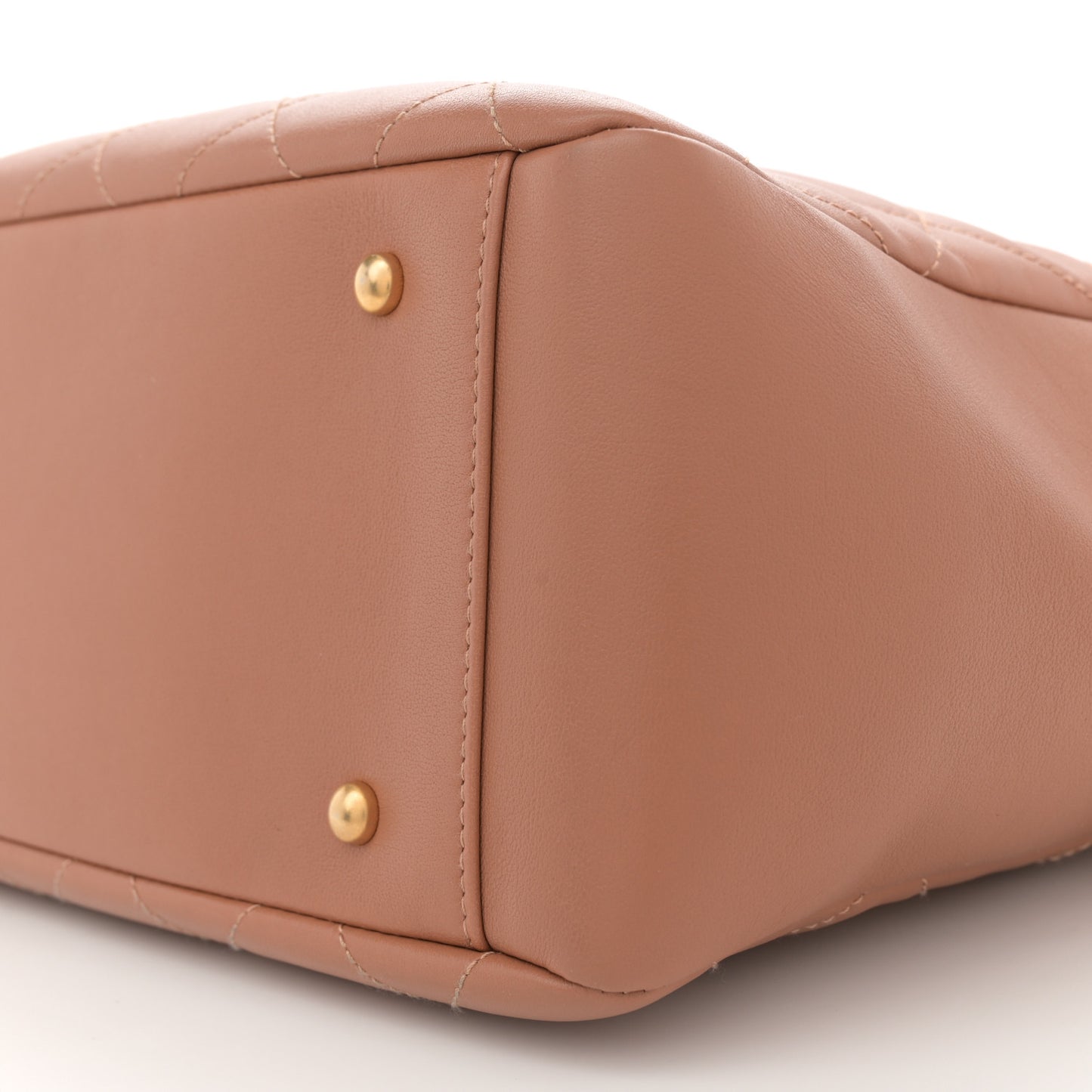 Calfskin Stitched Large Shopping Bag Brown