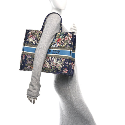 Christian Dior Canvas Embroidered Large Toile de Jouy Book Tote Blue Multicolor 3 of 12