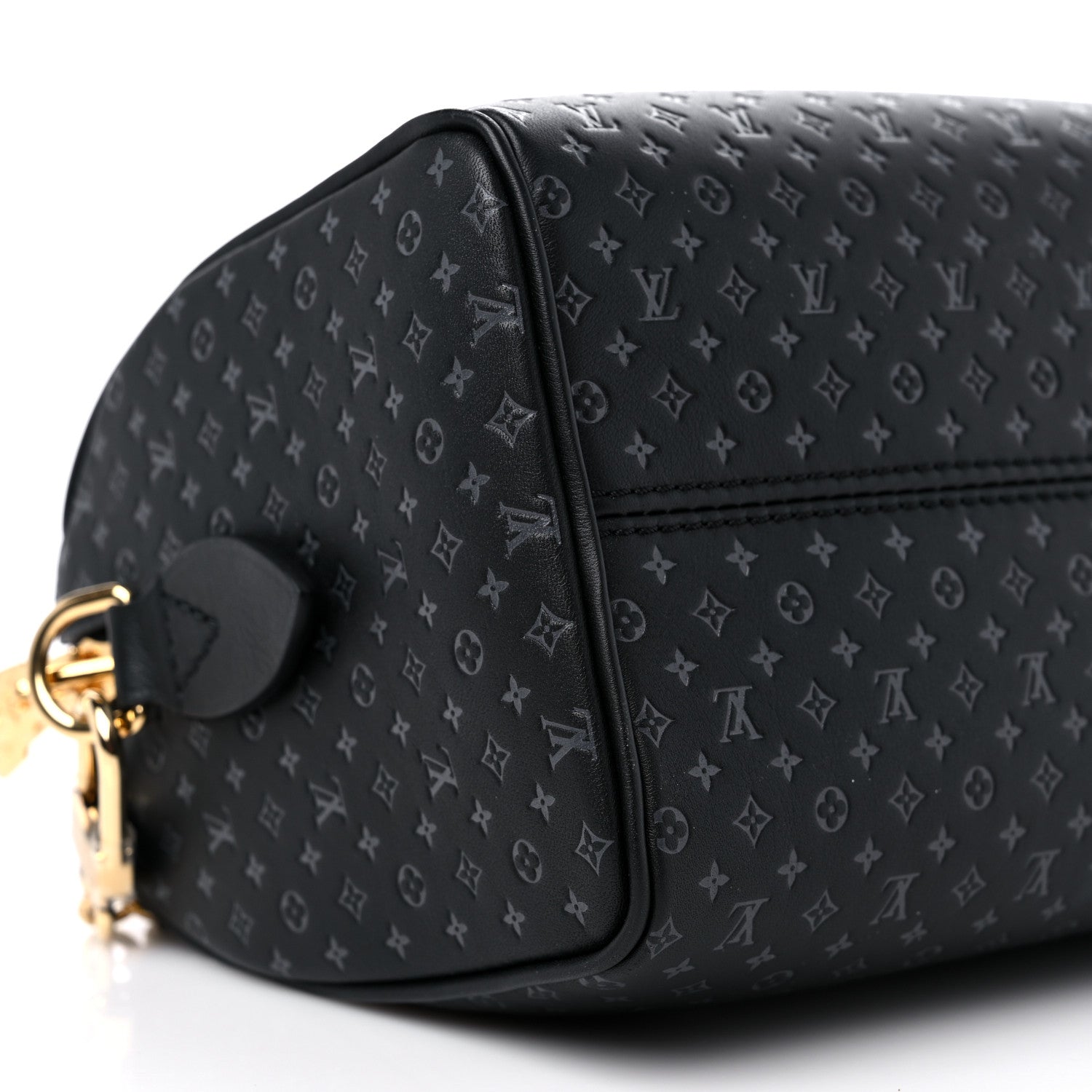 Louis Vuitton Calfskin Nanogram Embossed Speedy 20 Black 7 of 9