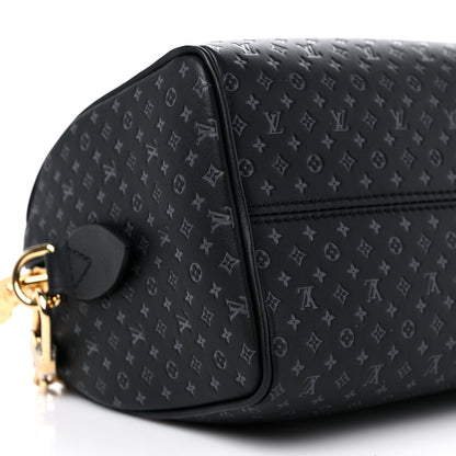 Louis Vuitton Calfskin Nanogram Embossed Speedy 20 Black 7 of 9
