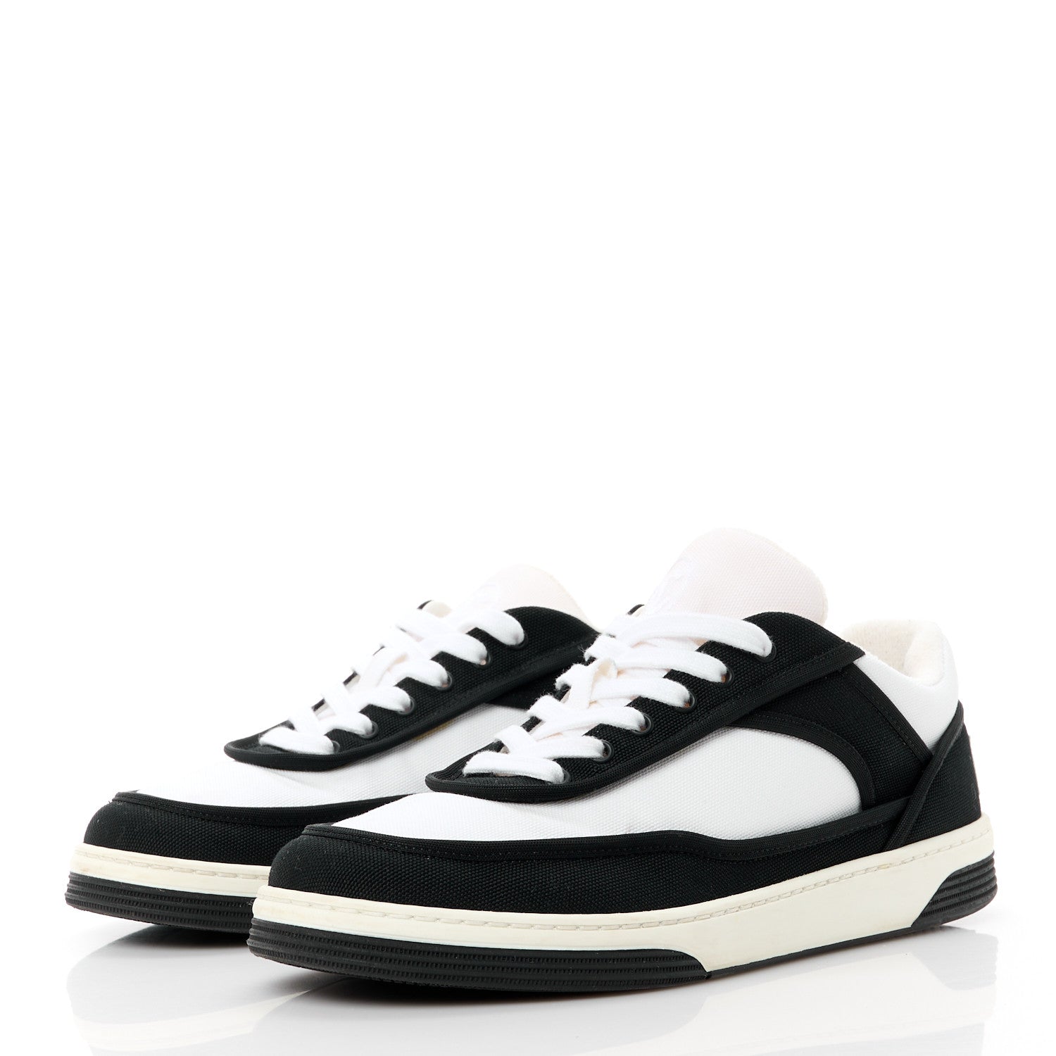 Chanel Fabric Womens Logo Sneakers 36.5 Black White 3 of 10