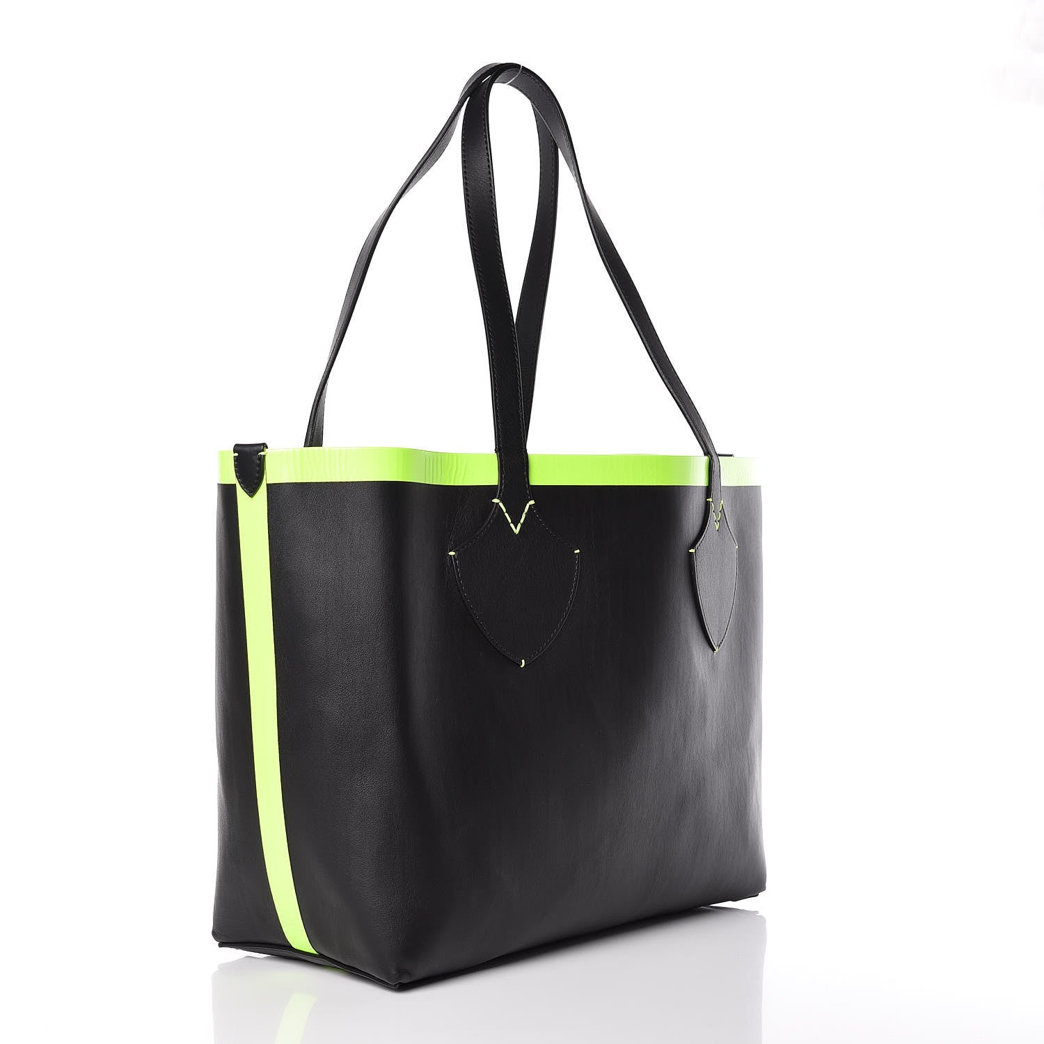 Burberry Canvas Mega Check The Giant Reversible Tote Black Neon Yellow 5 of 15