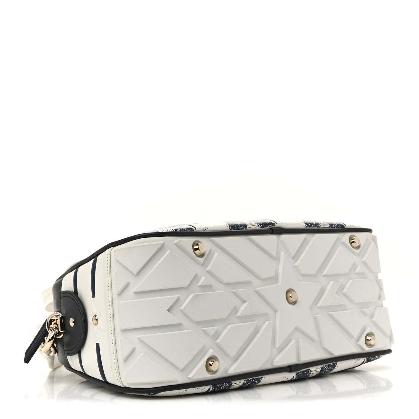 Calfskin Star Medium Dior Vibe Zip Bowling Bag White Blue