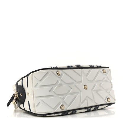 Christian Dior Calfskin Star Medium Dior Vibe Zip Bowling Bag White Blue 4 of 12
