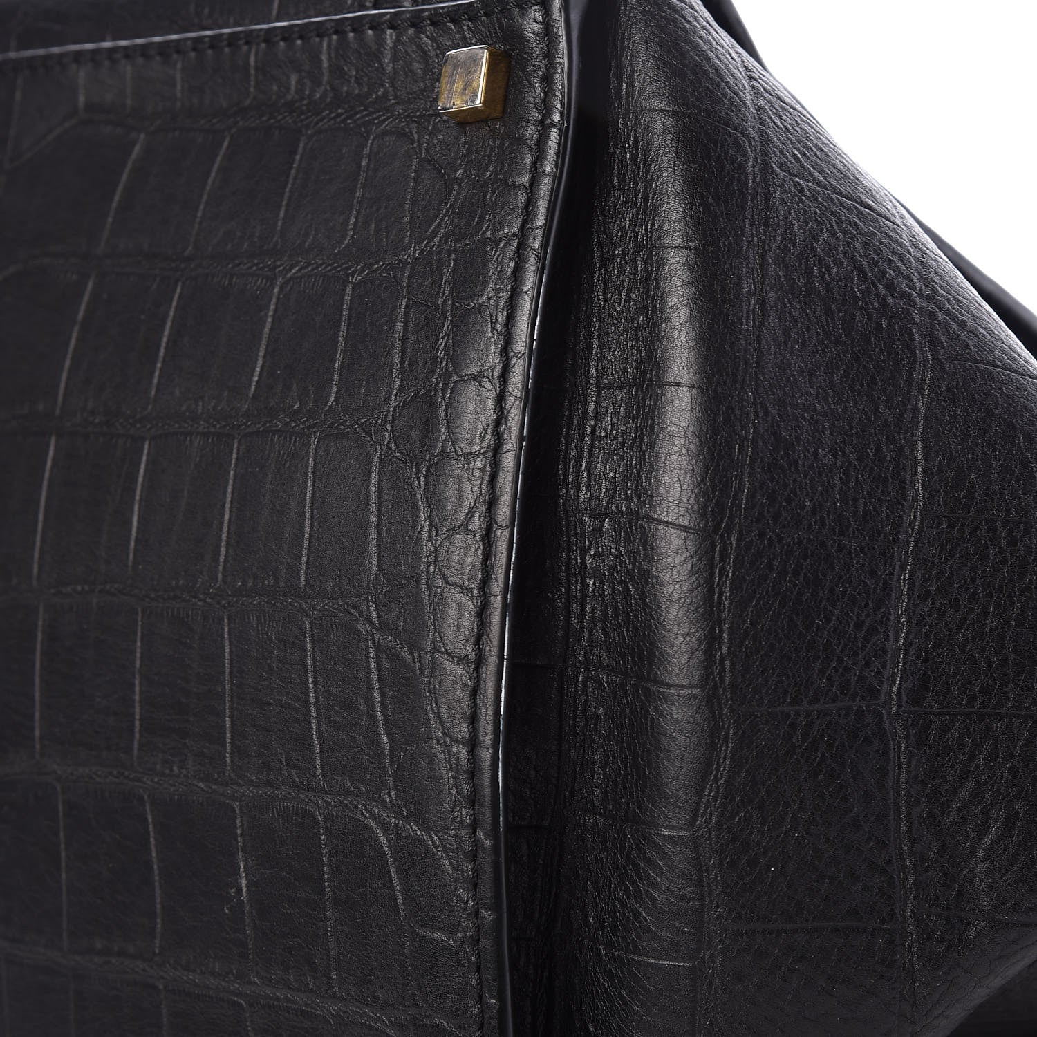 Celine Crocodile Embossed Calfskin Medium Phantom Luggage Black 14 of 14
