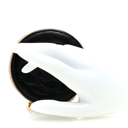 Chanel Lambskin Round Camellia CC Coin Purse Black 2 of 7