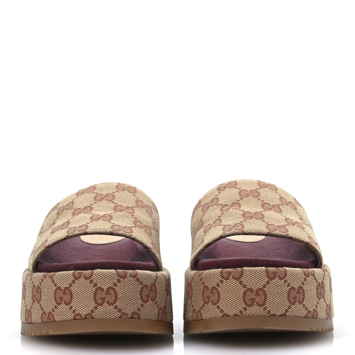 Gucci Canvas GG Monogram Angelina Platform Slide Sandals 36 Beige Ruggine 5 of 30
