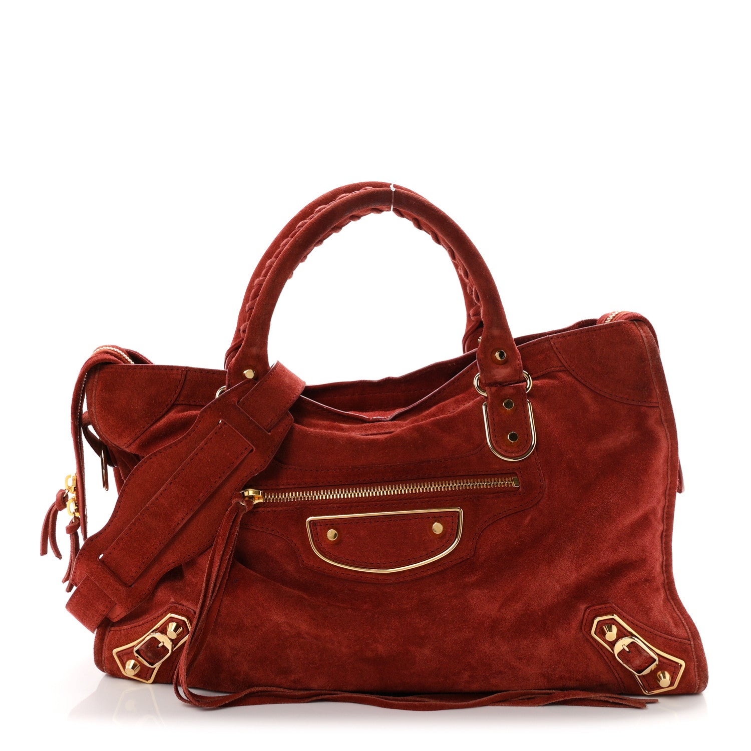Balenciaga Baby Daim Suede Gold Metallic Edge Hardware City Bois De Rose Fonce 1 of 12