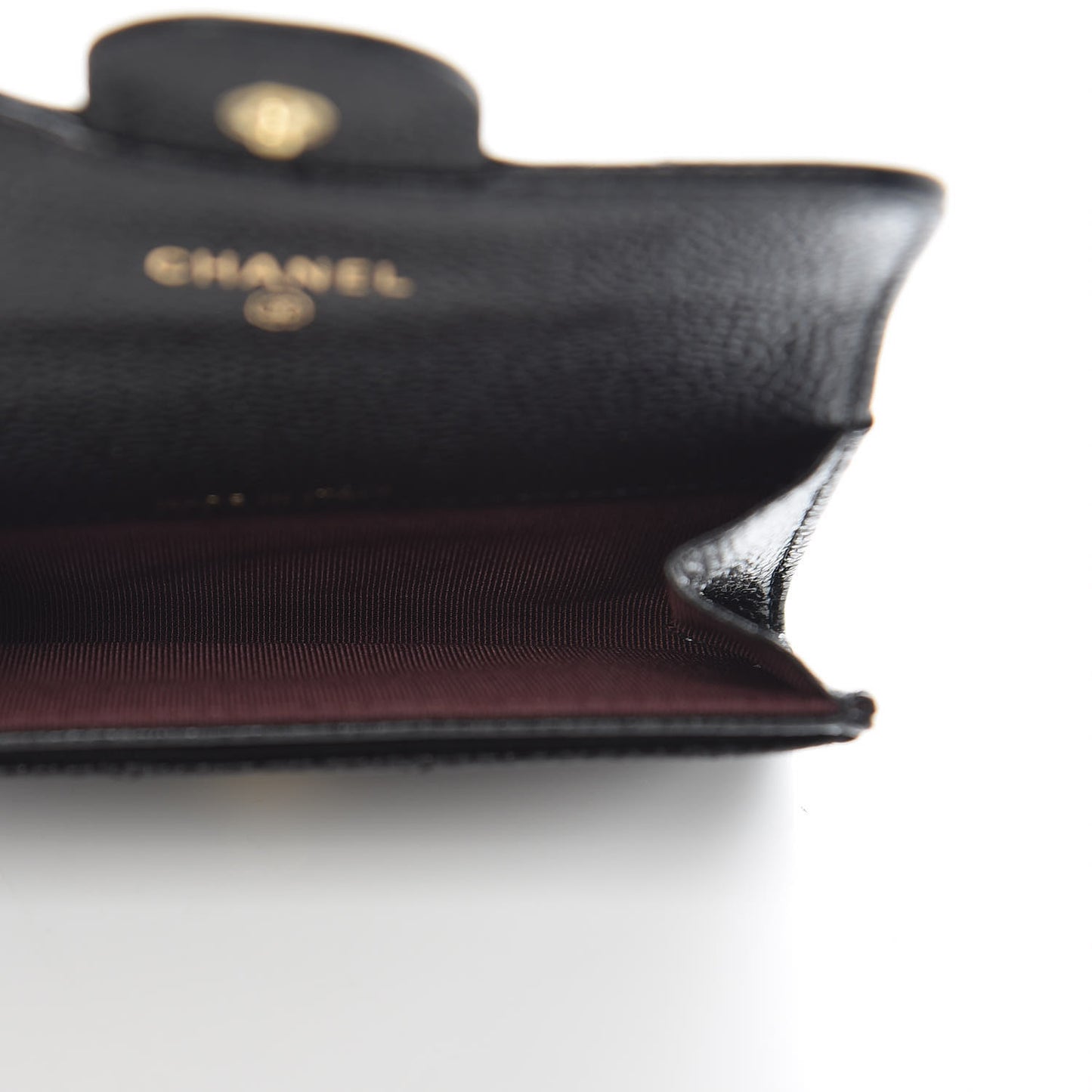 Caviar Quilted Flap Card Holder Black