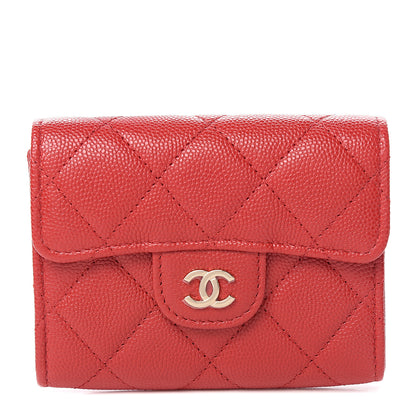 Chanel Caviar Quilted Flap Card Holder Wallet Red 1 of 8