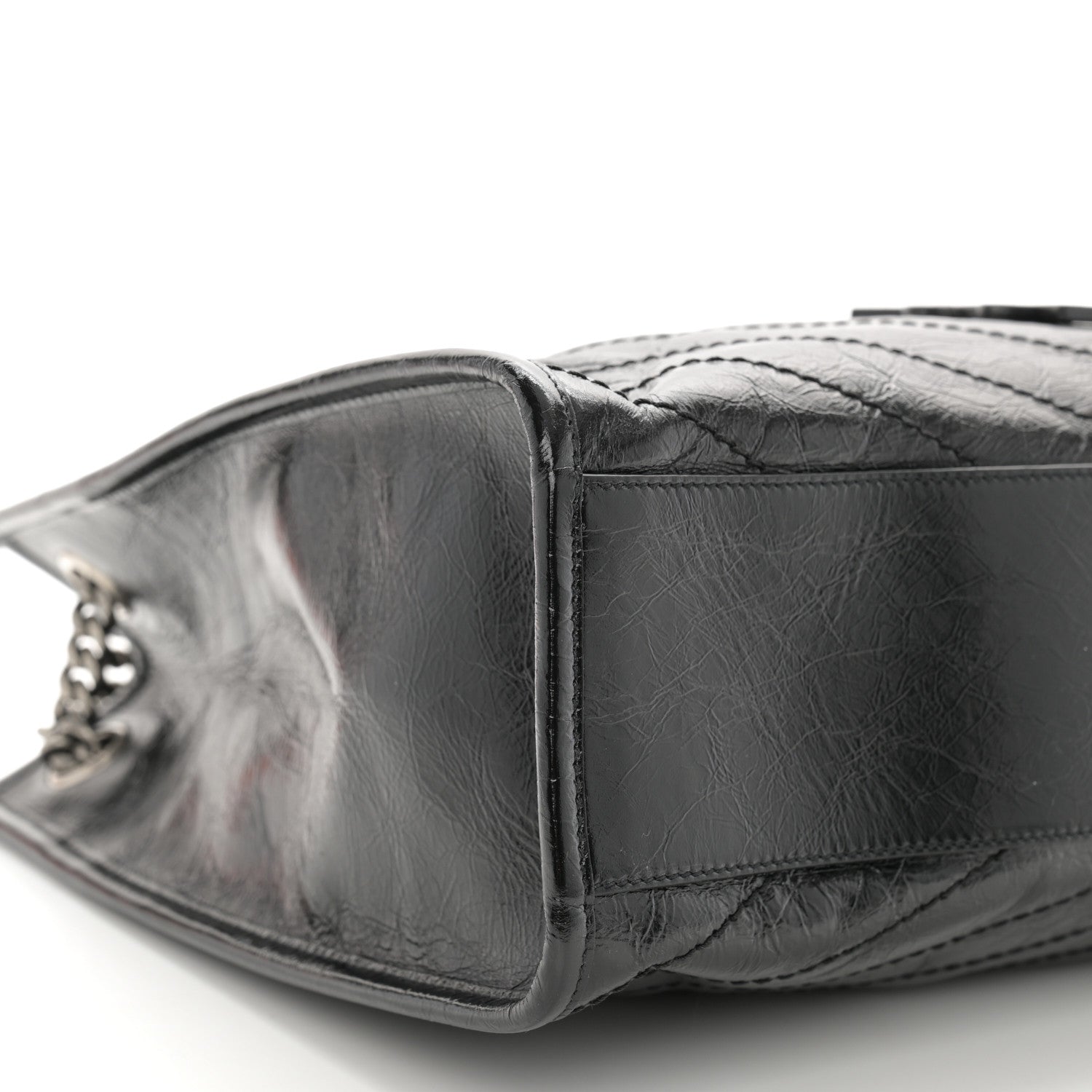Saint Laurent Crinkled Calfskin Matelasse Monogram Medium Niki Shopper Tote Black 9 of 10