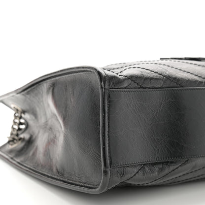 Saint Laurent Crinkled Calfskin Matelasse Monogram Medium Niki Shopper Tote Black 9 of 10