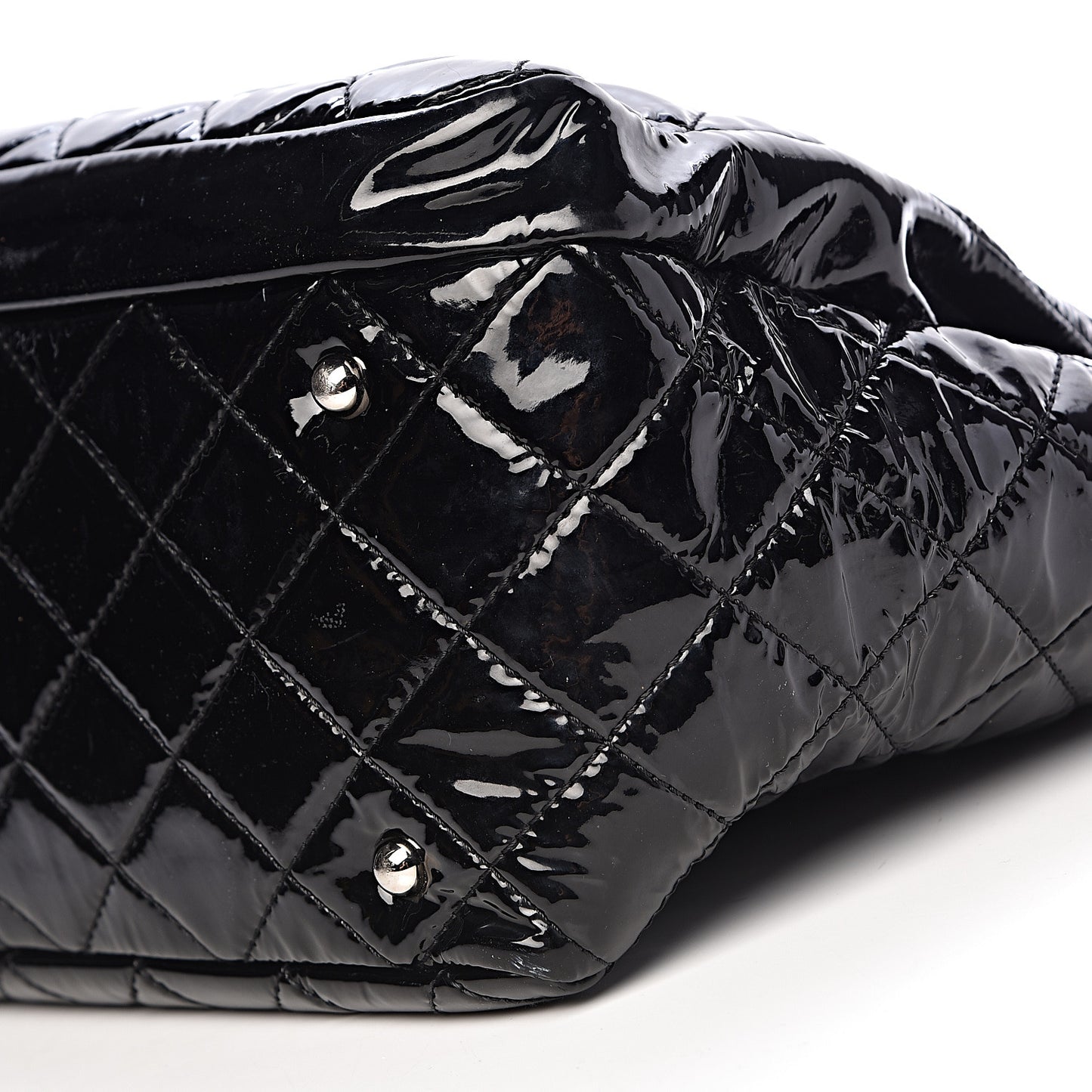 Patent Quilted Large Chic and Glitter Tote Black
