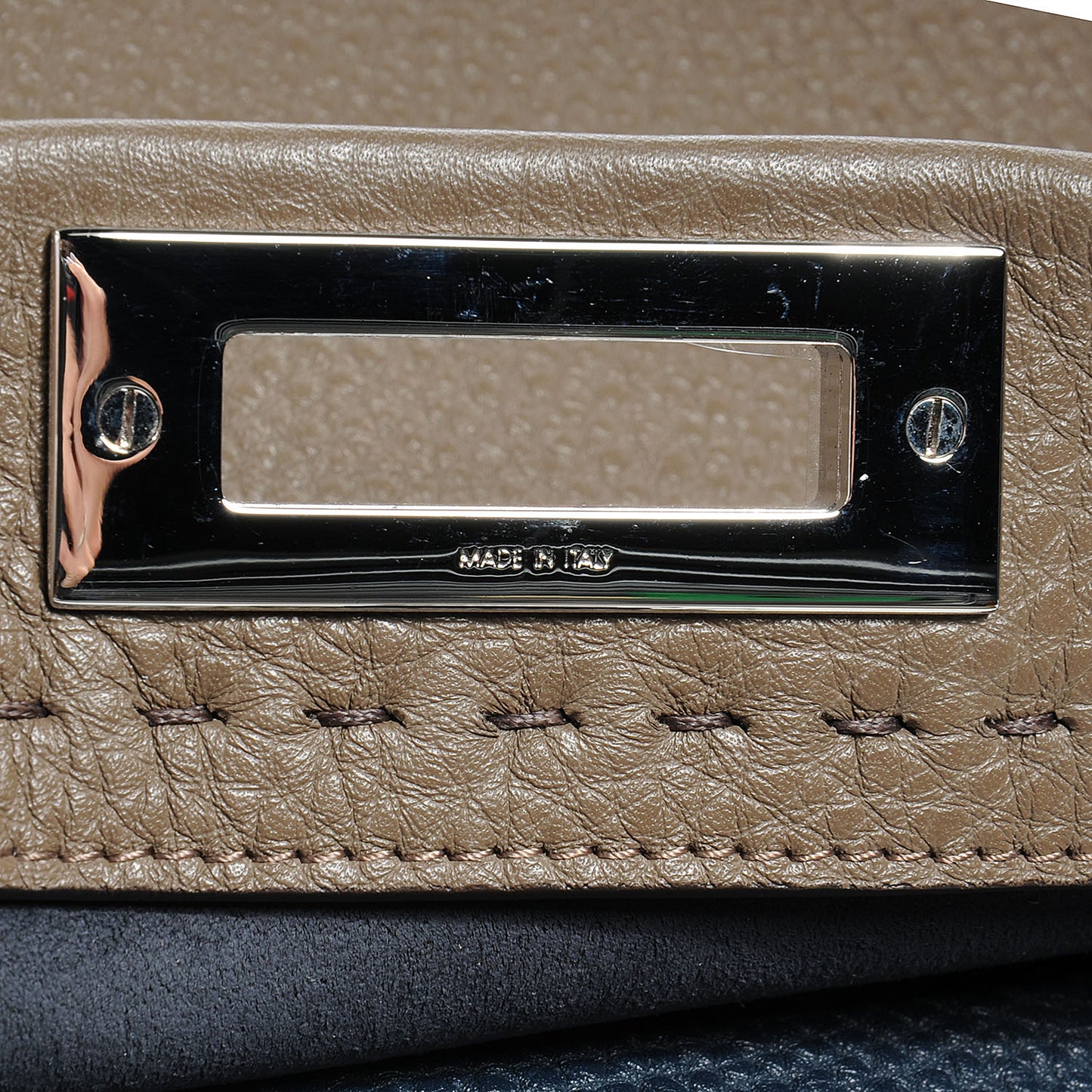 Cuoio Romano Selleria Bi-Color Large Peekaboo Iconic Satchel Taupe