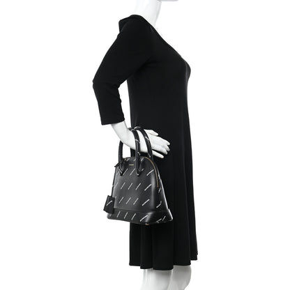 Balenciaga Calfskin Allover Logo S Ville Top Handle Bag Black White 2 of 22