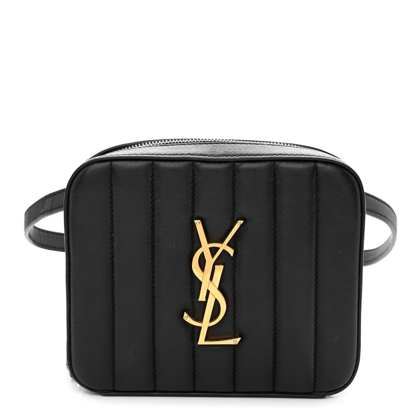 Lambskin Matelasse Vicky Monogram Belt Bag Black
