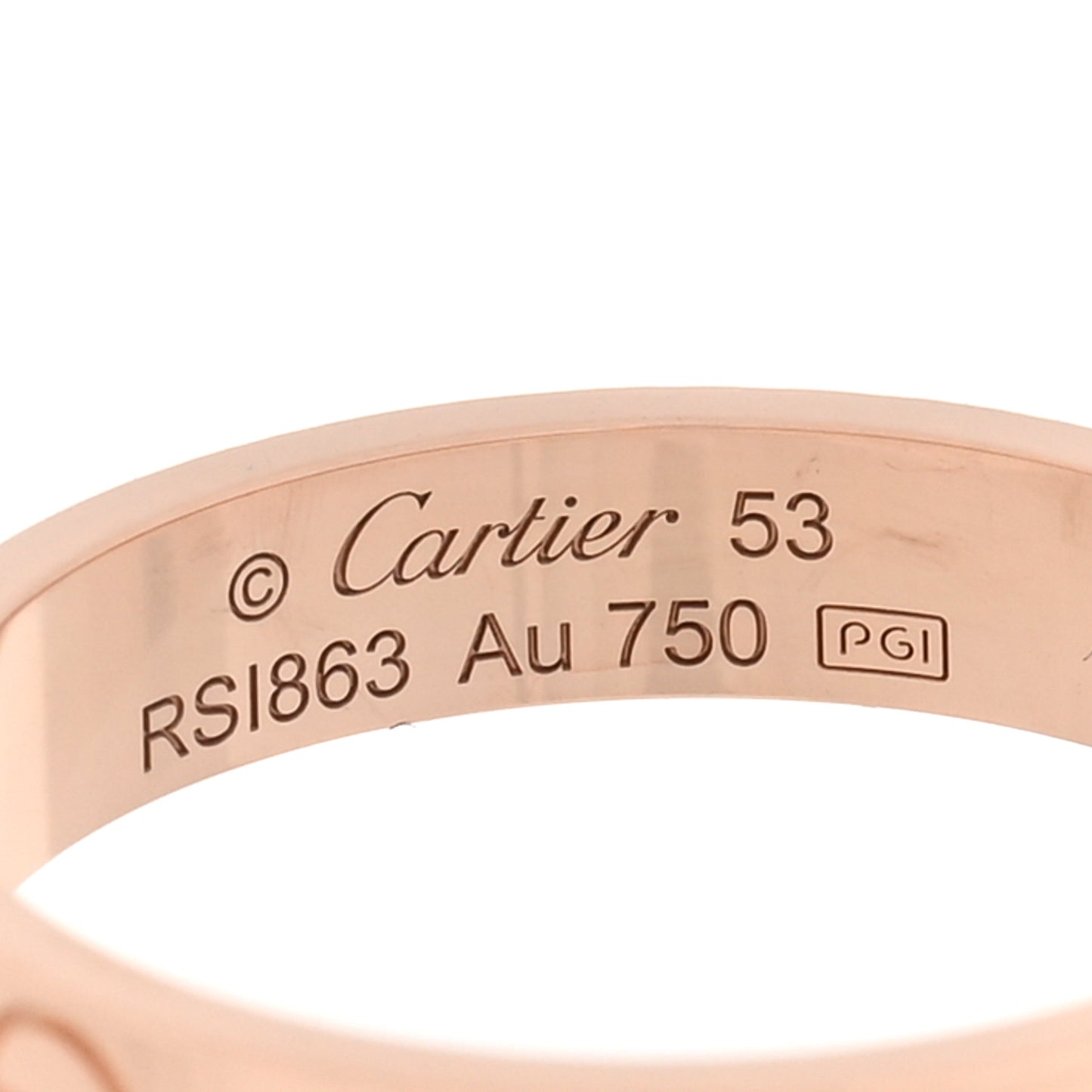 18K Pink Gold 3.5mm LOVE Wedding Band Ring 53 6.5
