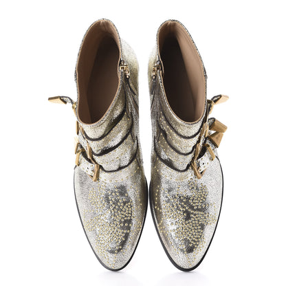 Chloe Metallic Nappa Sheepskin Studded Susanna Ankle Boots 38.5 Gold 5 of 11