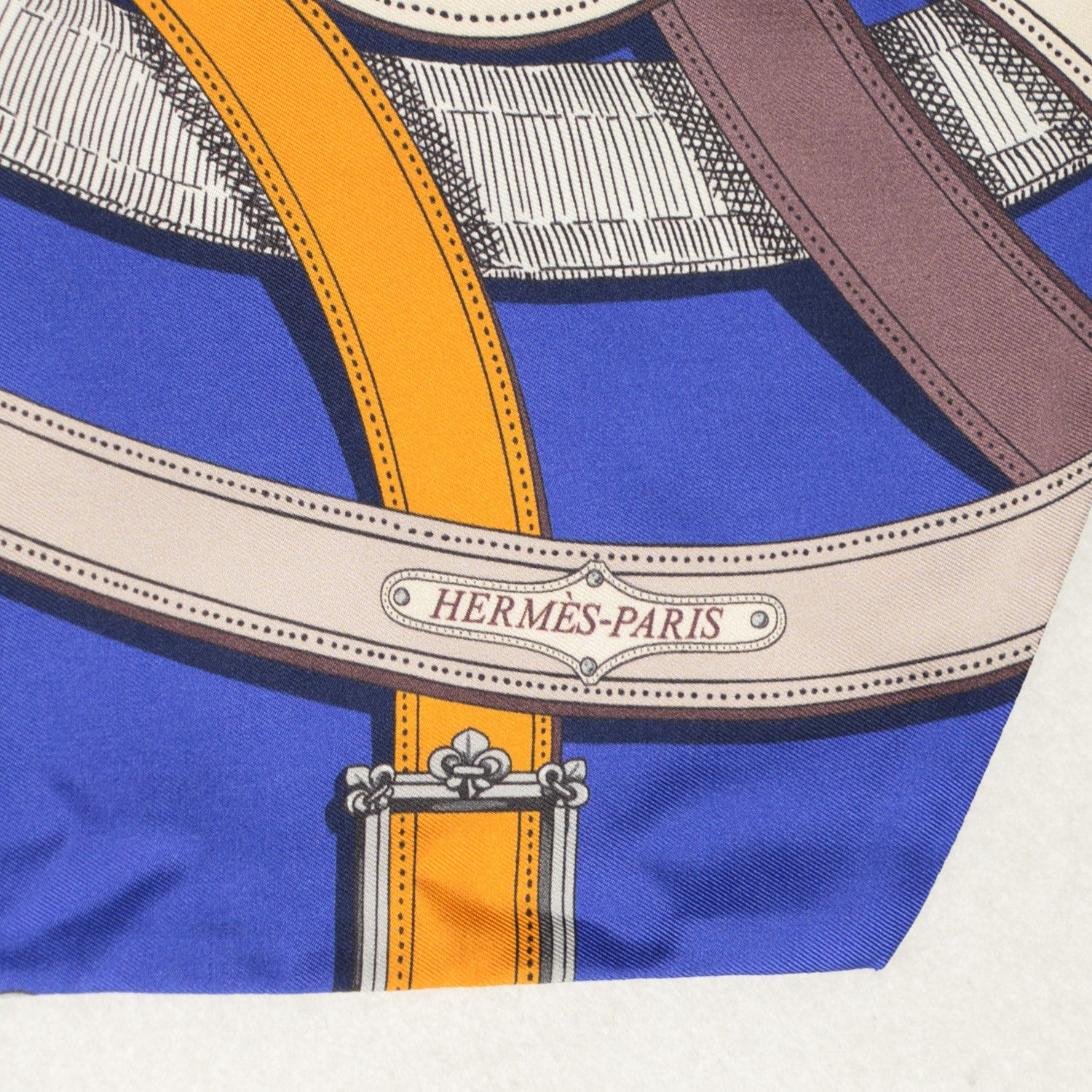 Hermes Silk Cavalcadour Maxi Twilly Indigo Vert Marron 3 of 5