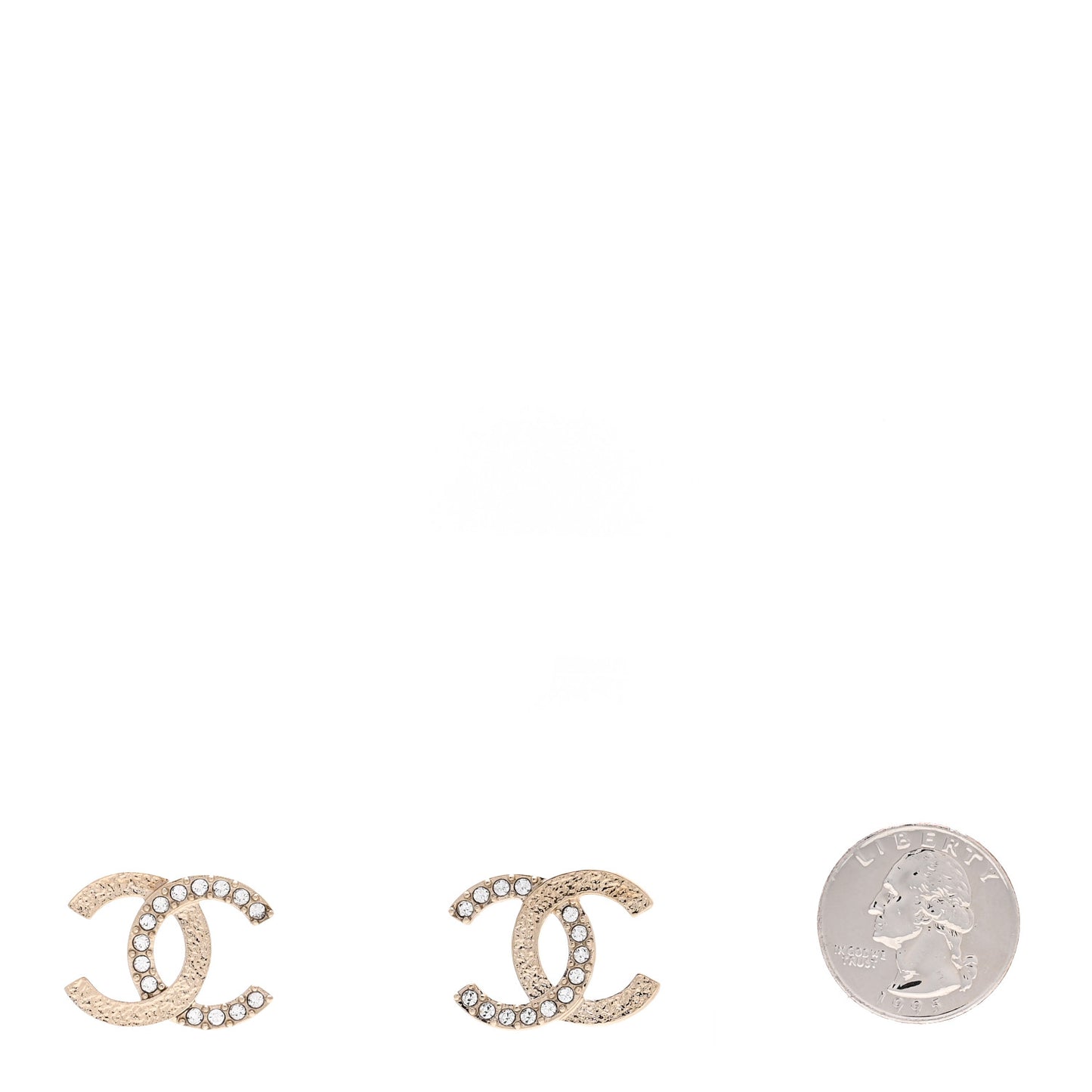 Textured Metal Crystal CC Earrings Gold
