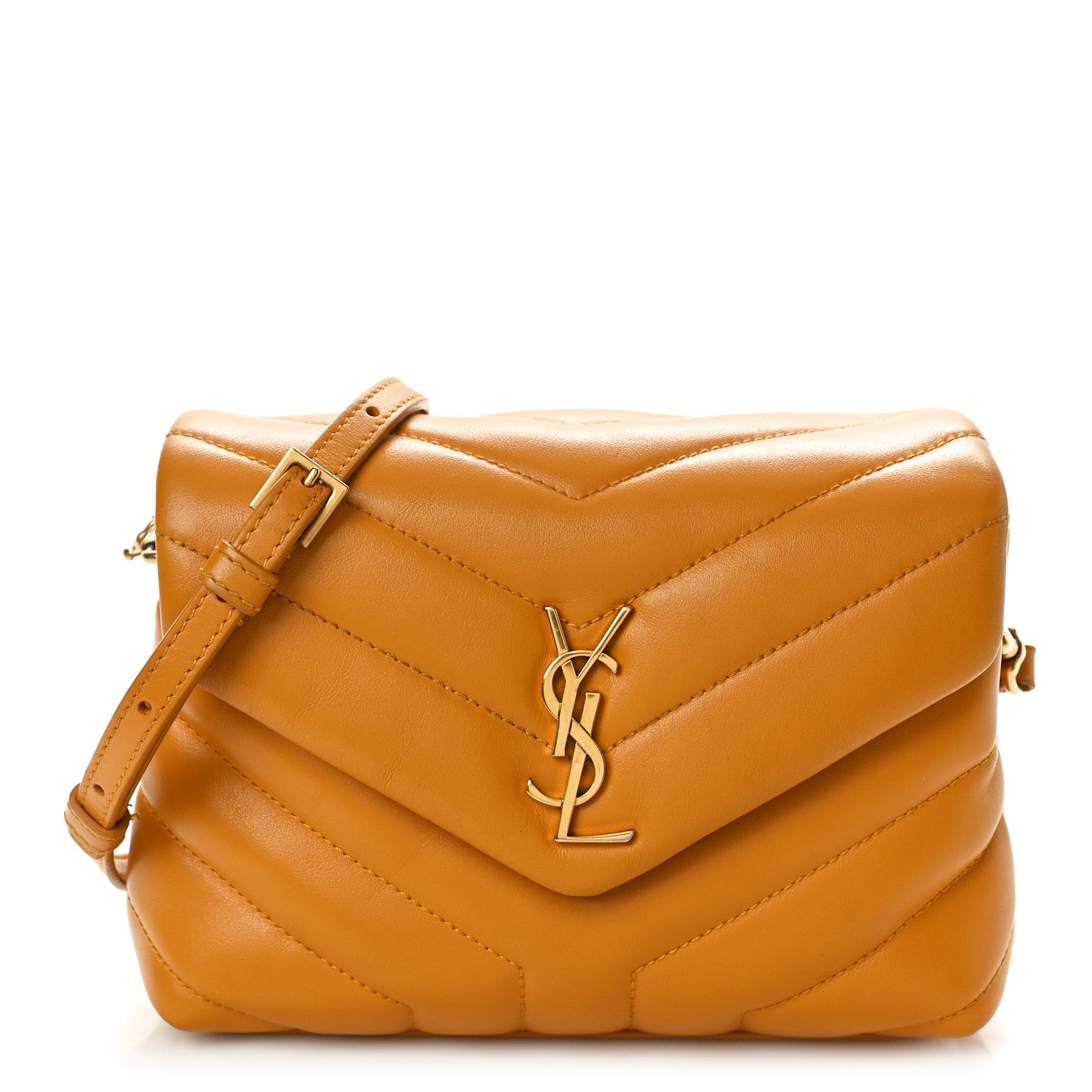 Saint Laurent Calfskin Y Quilted Monogram Toy Loulou Crossbody Bag Cheddar 1 of 12