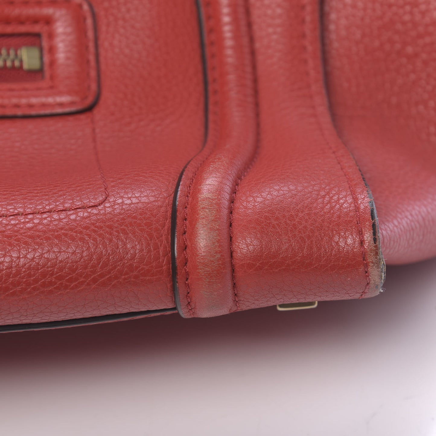 Drummed Calfskin Mini Luggage Red