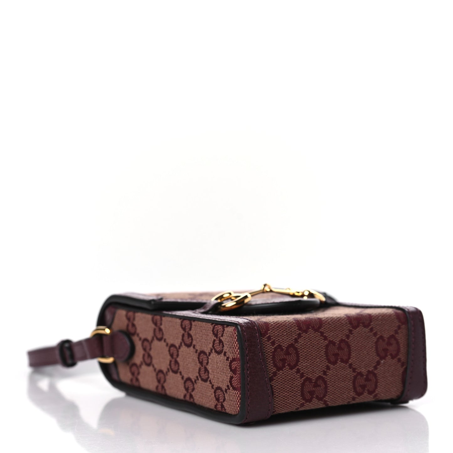 Monogram Textured Dollar Calfskin Mini Horsebit 1955 Crossbody Bag Sahara Rubino Chardonnay