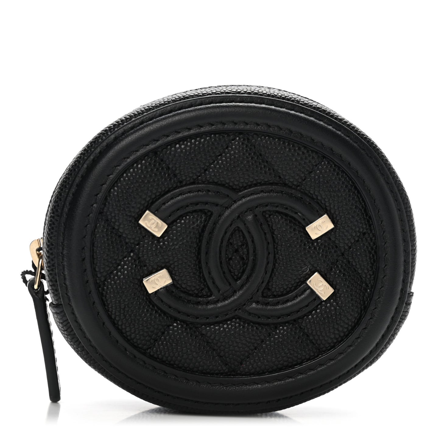 Caviar Quilted Filigree Zip Around Classic Coin Purse Black