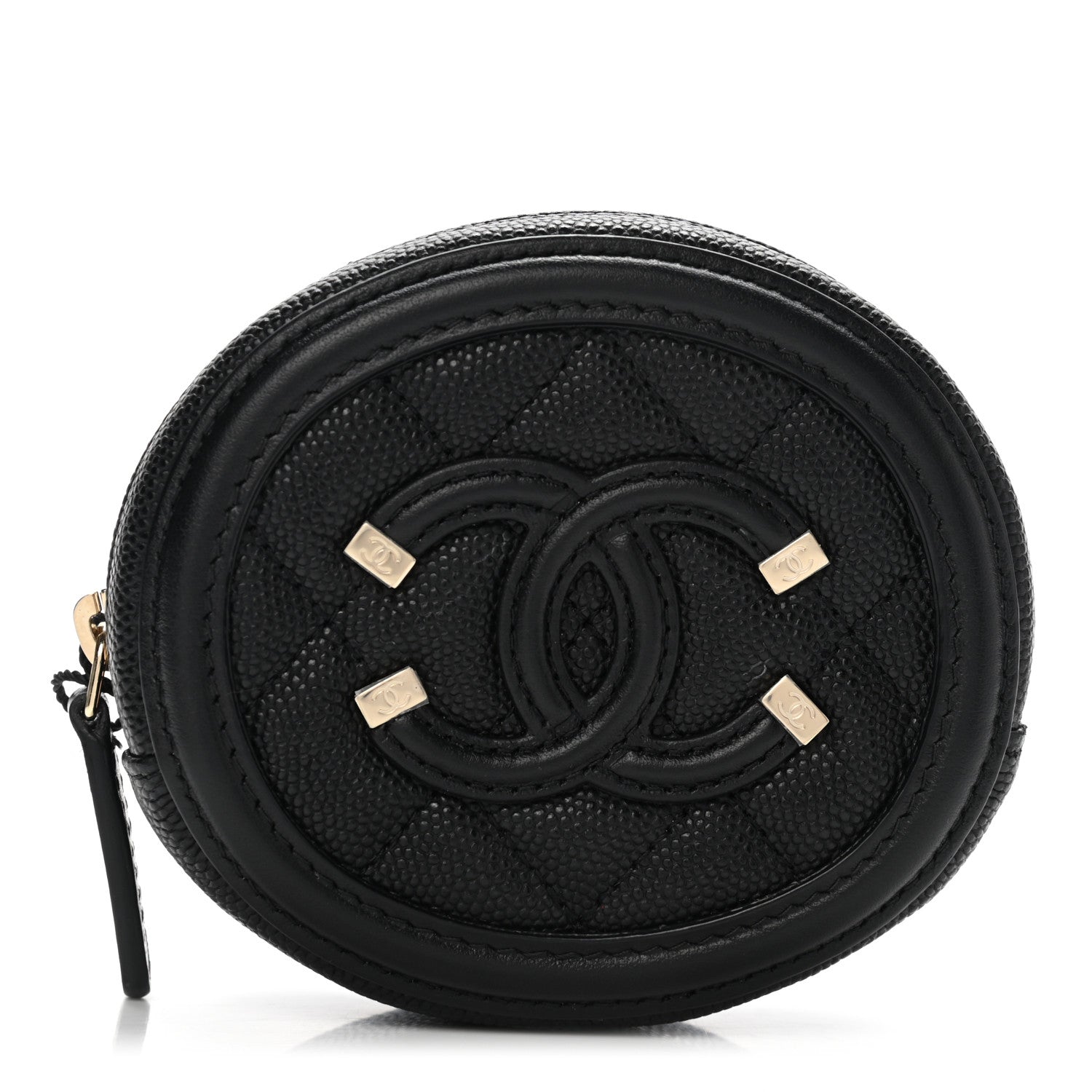 Chanel Caviar Quilted Filigree Zip Around Classic Coin Purse Black 1 of 8
