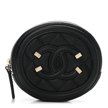 Chanel Caviar Quilted Filigree Zip Around Classic Coin Purse Black 1 of 8