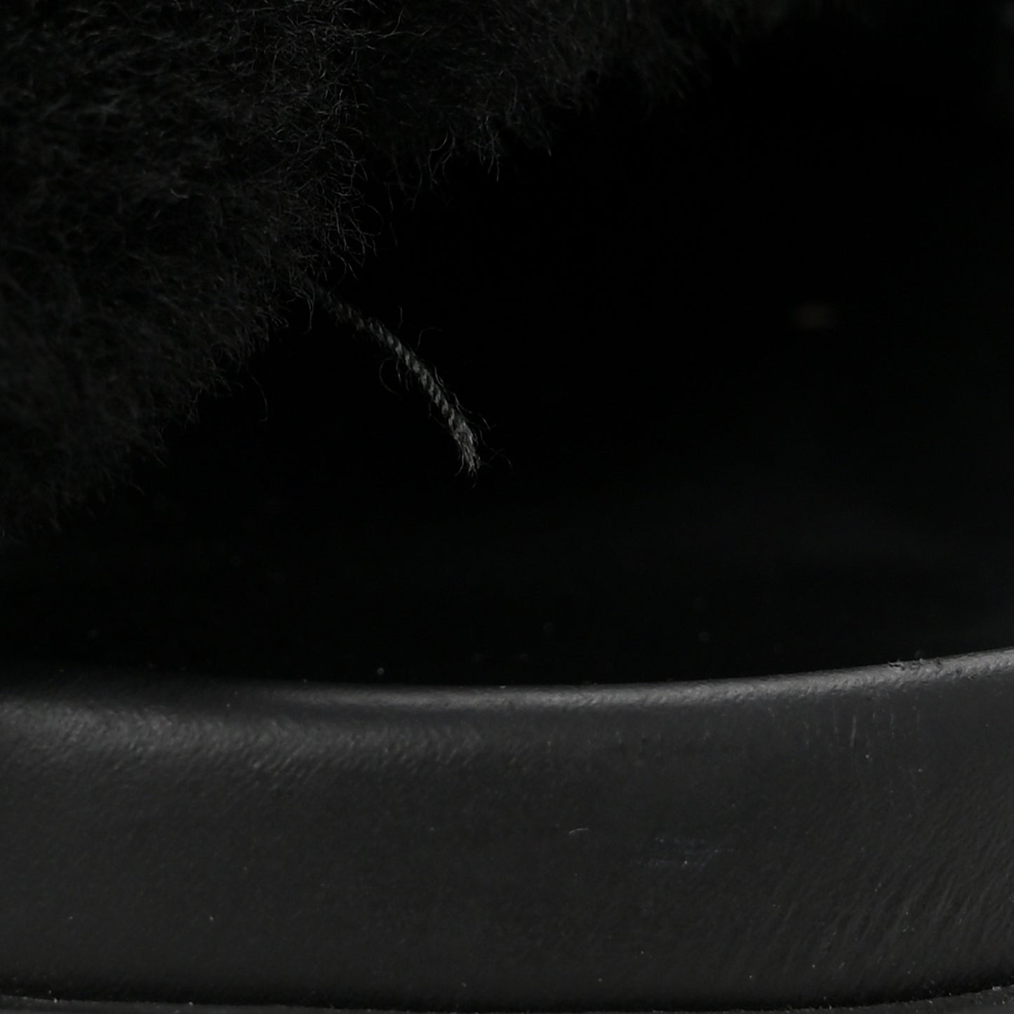 Shearling Metal Triangle Logo Lug Sole 20mm Slide Sandals 36.5 Black