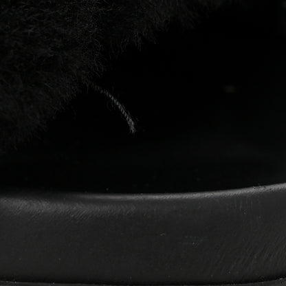 Prada Shearling Metal Triangle Logo Lug Sole 20mm Slide Sandals 36.5 Black 9 of 9