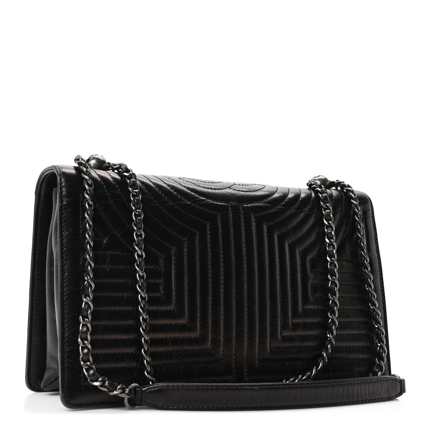 Chanel Glazed Calfskin Quilted Medium Korean Garden Flap Black 3 of 10