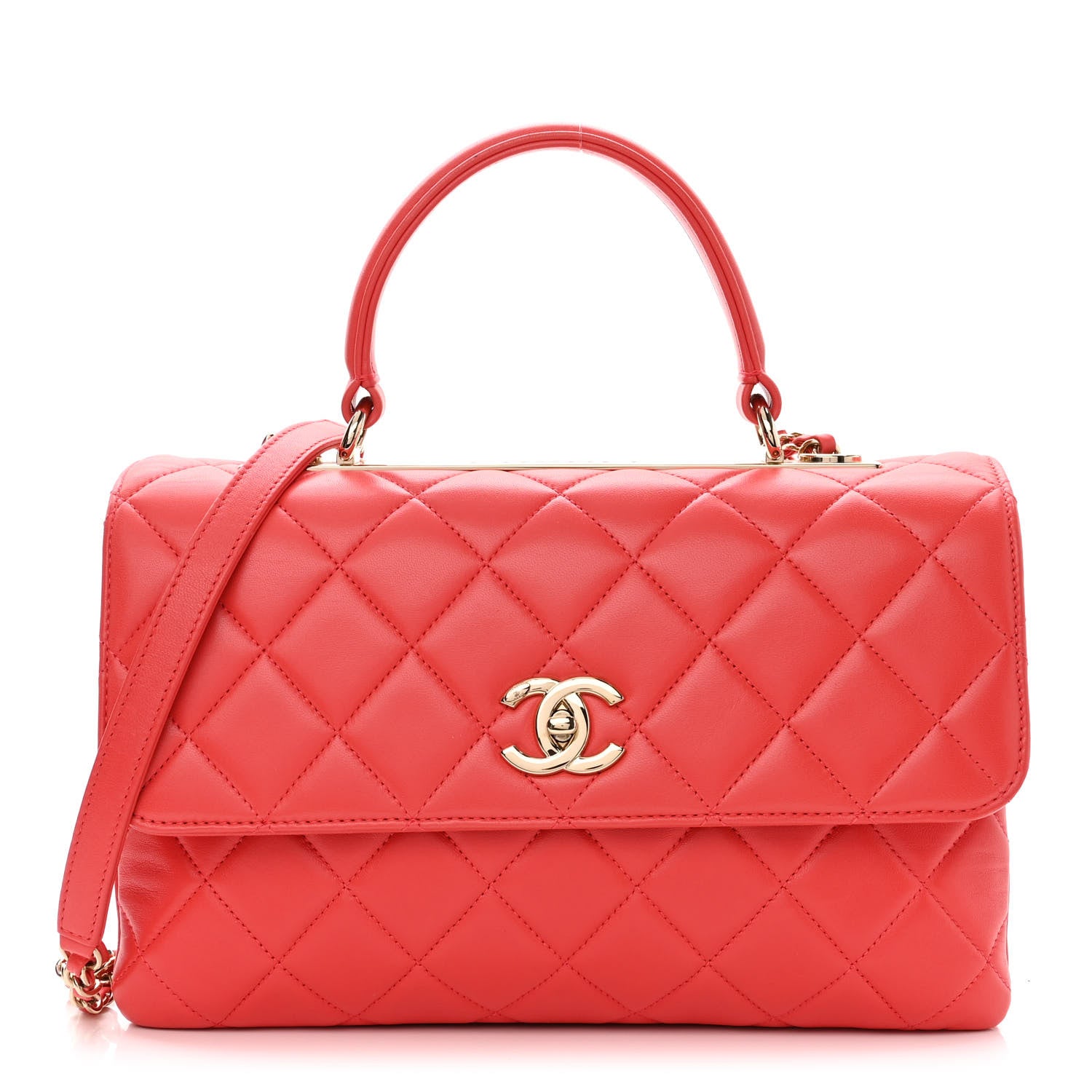 Chanel Lambskin Quilted Medium Trendy CC Flap Dual Handle Bag Red 1 of 12