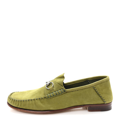 Gucci Nubuck Womens Horsebit Loafers 38 Herbs Light Green 1 of 9
