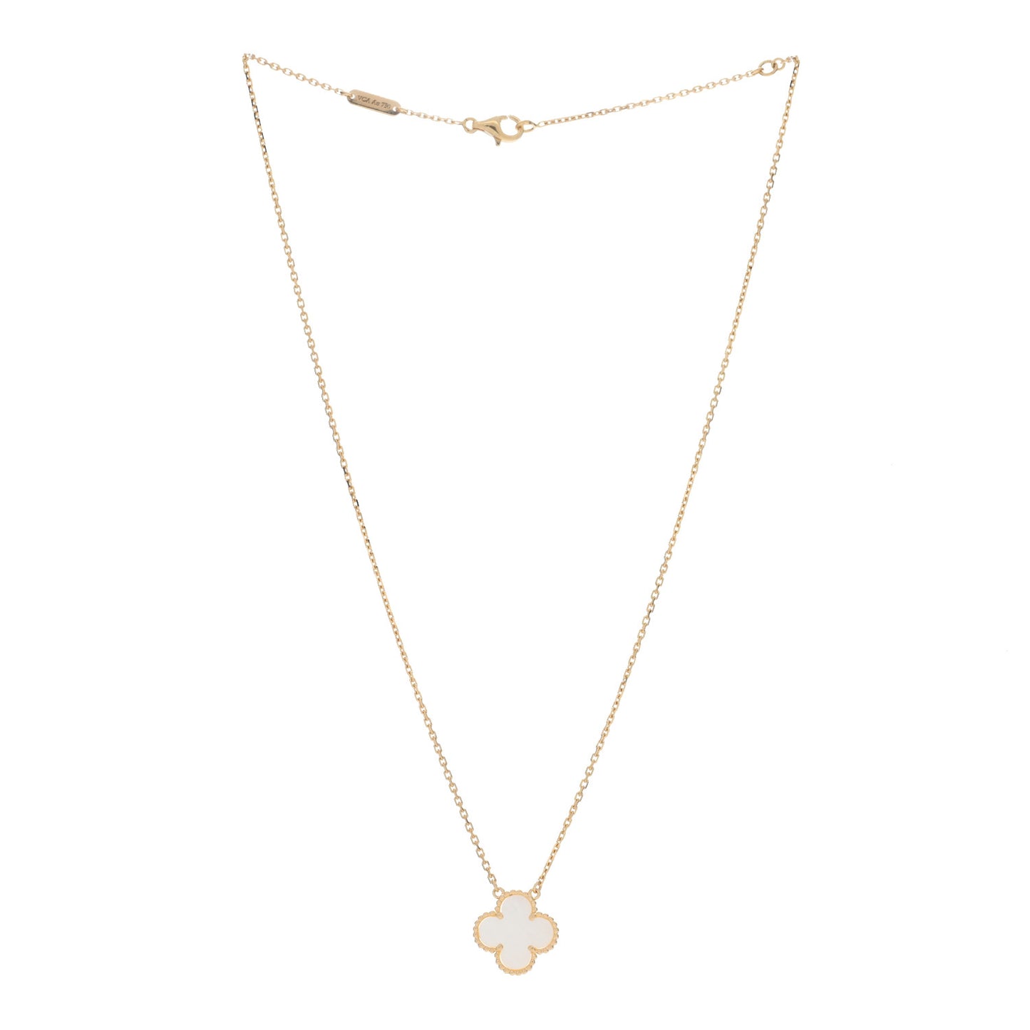 18K Yellow Gold Mother of Pearl Vintage Alhambra Pendant Necklace