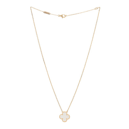 Van Cleef & Arpels 18K Yellow Gold Mother of Pearl Vintage Alhambra Pendant Necklace 2 of 4