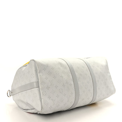 Louis Vuitton Monogram Logo Keepall Bandouliere 50 White 3 of 10