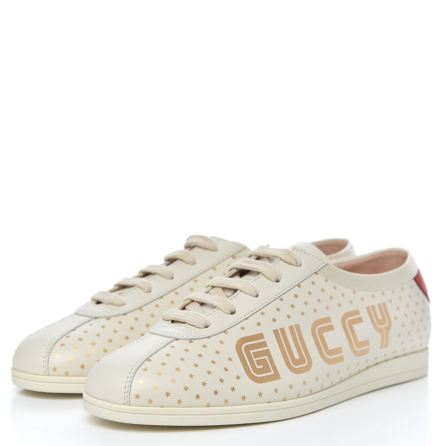 X SEGA Calfskin GUCCY Stars Womens Falacer Sneakers 36 White