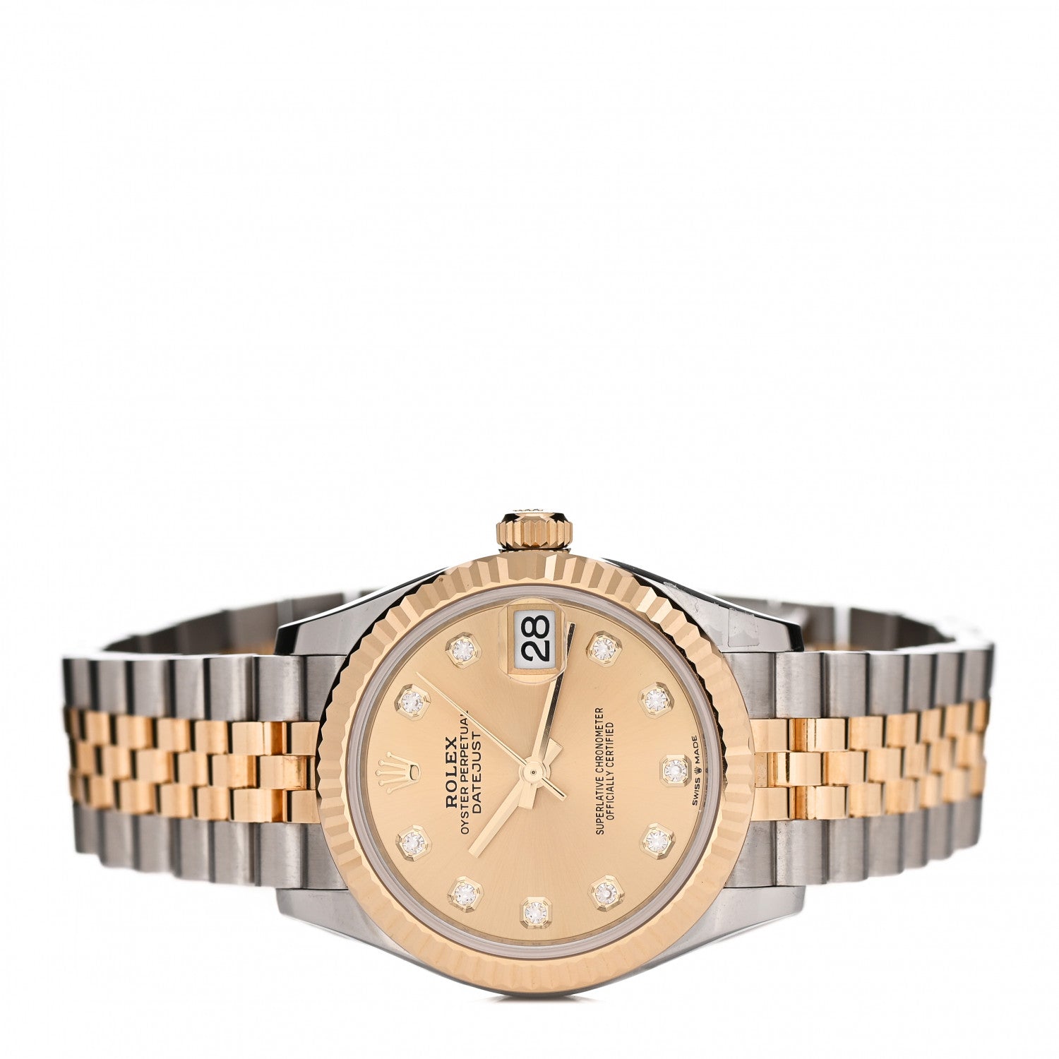 Rolex Stainless Steel 18K Yellow Gold Diamond 31mm Oyster Perpetual Datejust Watch Champagne 278273 2 of 5