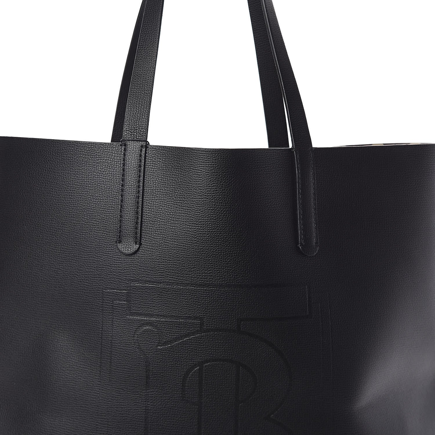 Burberry Calfskin TB Motif Embossed Tote Black 6 of 8