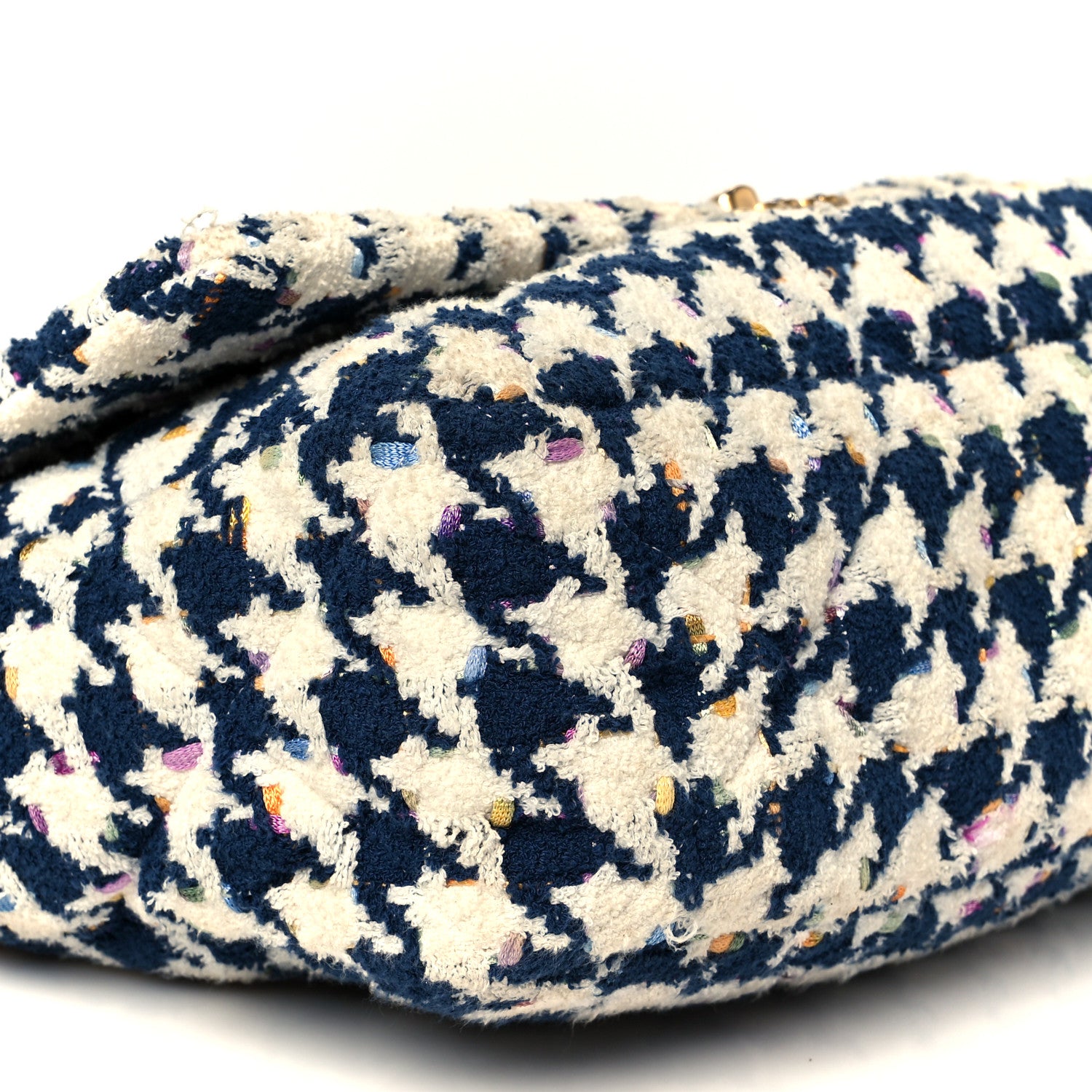 Chanel Tweed Quilted Maxi Chanel 19 Flap Ecru Navy Blue Multicolor 9 of 10