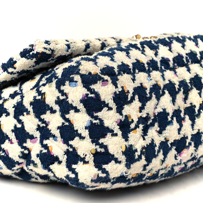Chanel Tweed Quilted Maxi Chanel 19 Flap Ecru Navy Blue Multicolor 9 of 10