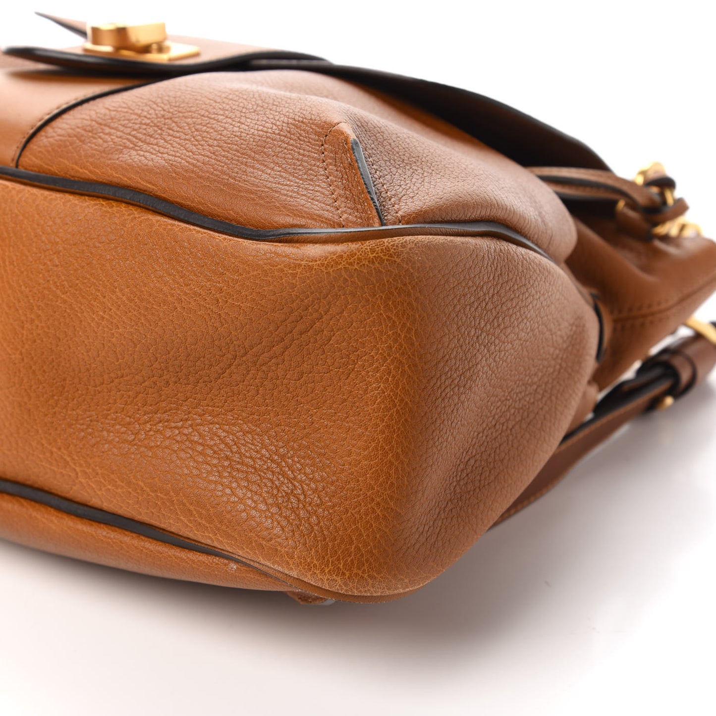 Grained Lambskin Medium Lexa Shoulder Bag Mustard Brown