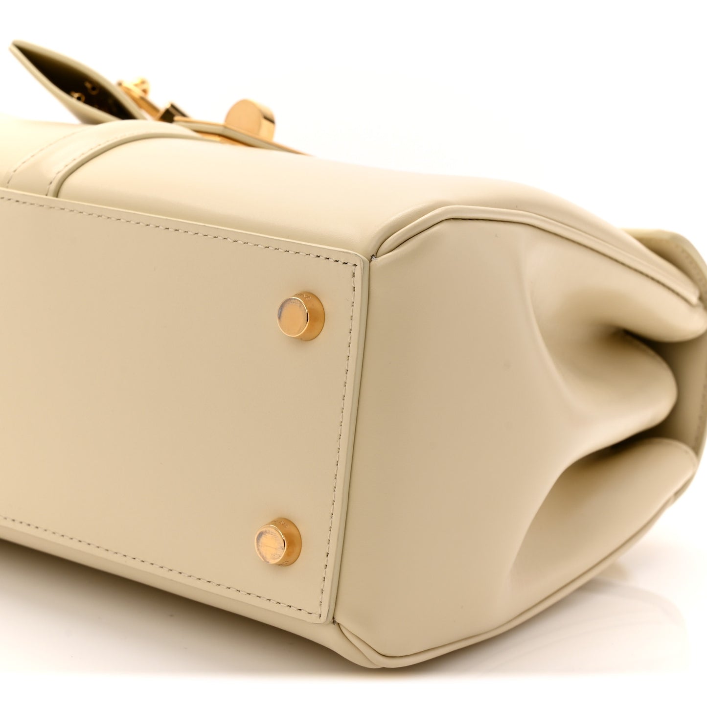 Satinated Calfskin Small 16 Top Handle Bag Beige
